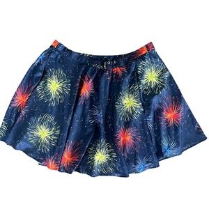 ModCloth Navy Blue Skater Firework Print A-Line Skirt Plus Size 3X Lined Flare
